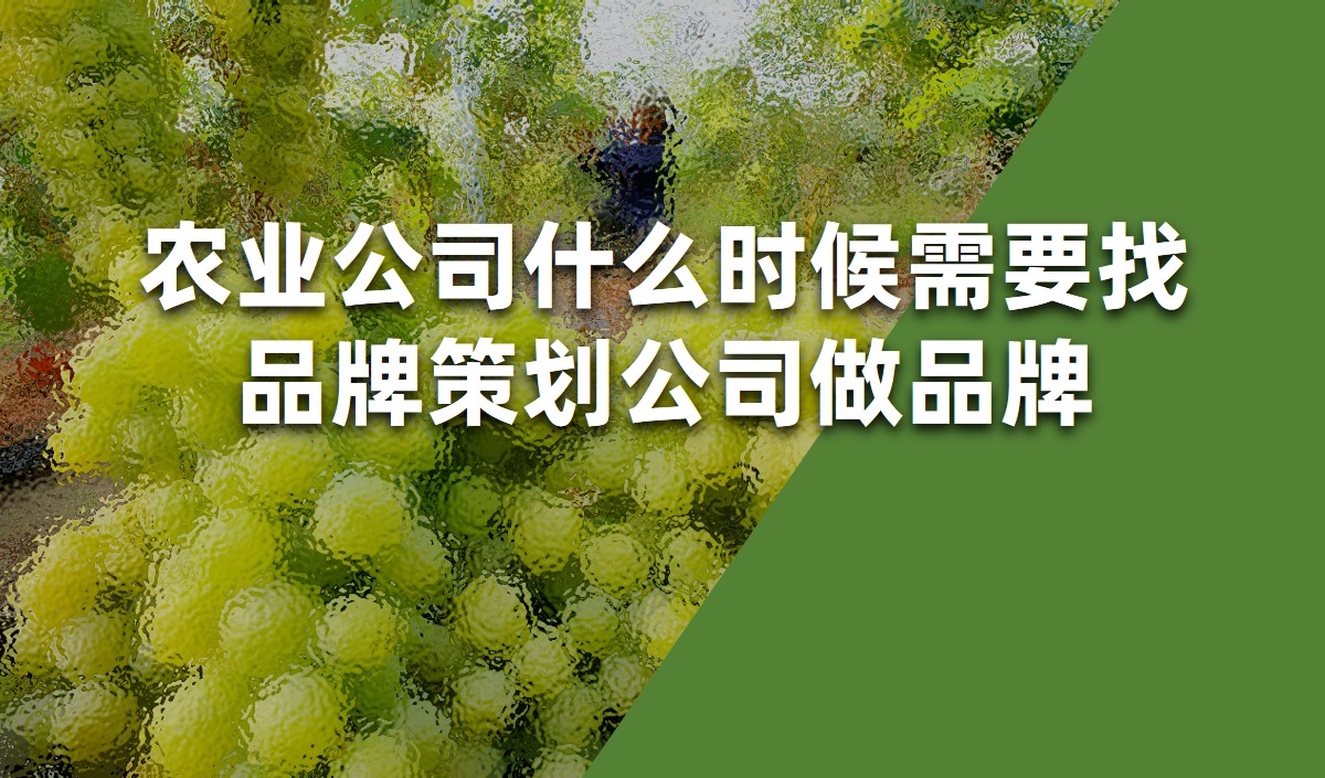 農(nóng)業(yè)公司什么時候需要找品牌策劃公司做品牌
